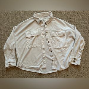 White sweatshirt material button down XXL